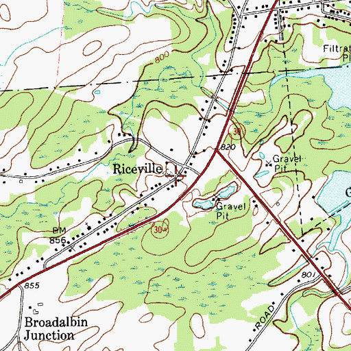 Topographic Map of Riceville Cemetery, NY