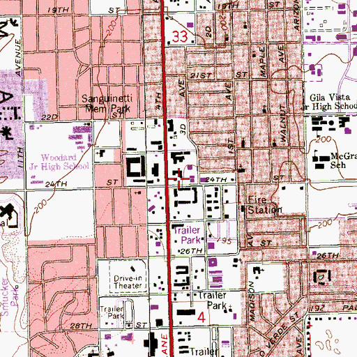 Topographic Map of Vista Alternative High School, AZ