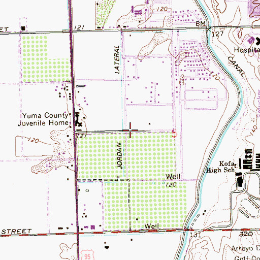 Topographic Map of Yuma Catholic High School, AZ