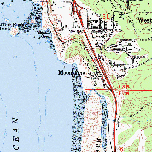 Topographic Map of Moonstone Beach, CA