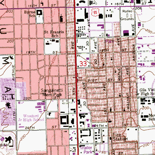 Topographic Map of Amerischools Academy, AZ