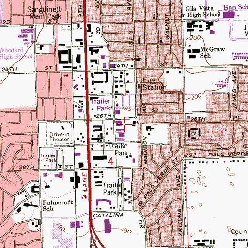 Topographic Map of Calvary Baptist School, AZ