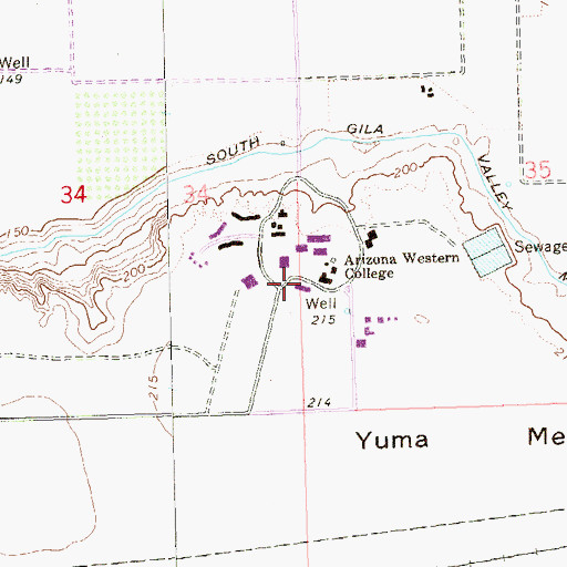 Topographic Map of Northern Arizona University Yuma Campus, AZ