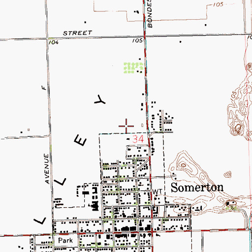 Topographic Map of Somerton Middle School, AZ
