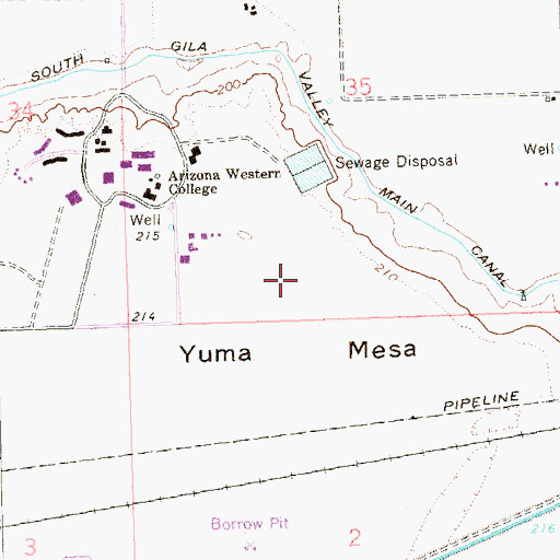 Topographic Map of Castle Dome Middle School, AZ