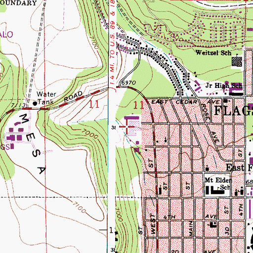 Topographic Map of Coconino Institute of Technology, AZ