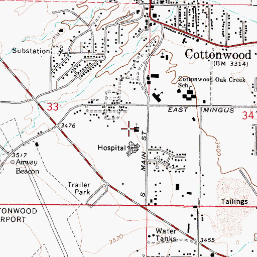 Topographic Map of Verde Valley Christian School, AZ