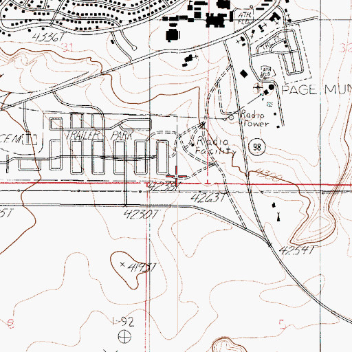 Topographic Map of Lake Powell Academy, AZ