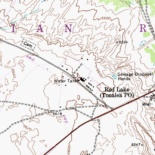 Topographic Map of Navajo Mountain High School, AZ