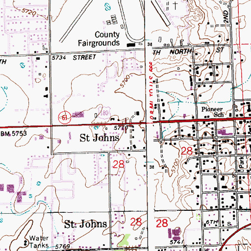 Topographic Map of New Visions Academy - Saint John's Campus, AZ