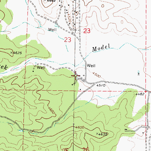 Topographic Map of Model Creek School, AZ