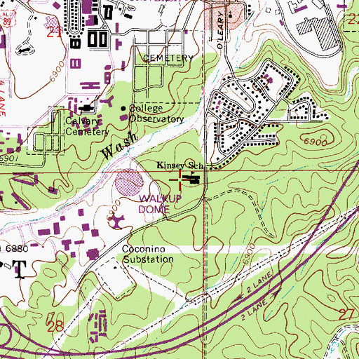 Topographic Map of Lura Kinsey Community School, AZ
