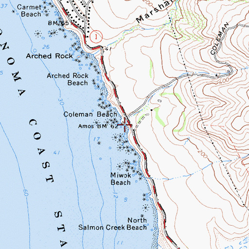 Topographic Map of Duncans Landing, CA