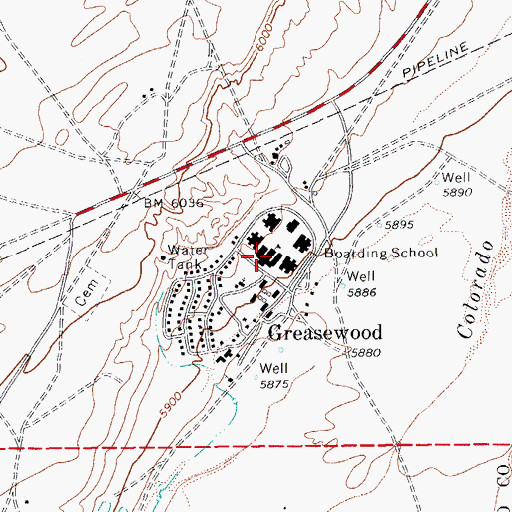 Topographic Map of Greasewood Springs Community School, AZ