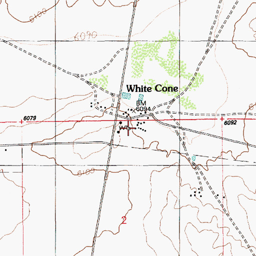 Topographic Map of White Cone High School, AZ