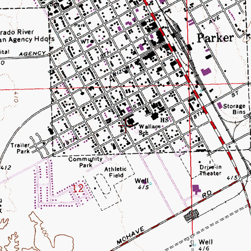 Topographic Map of Wallace Junior High School, AZ