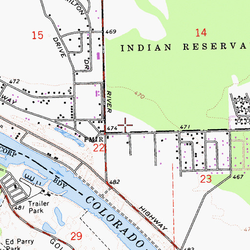 Topographic Map of Aha Macav High School, AZ