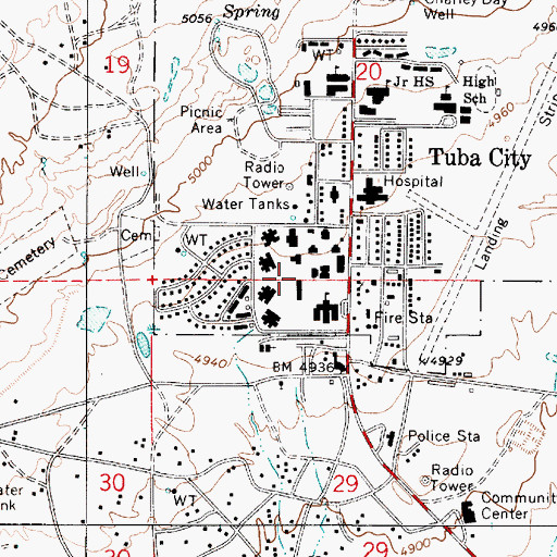 Topographic Map of Tuba City Boarding School, AZ