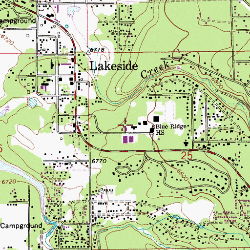 Topographic Map of Blue Ridge Junior High School, AZ