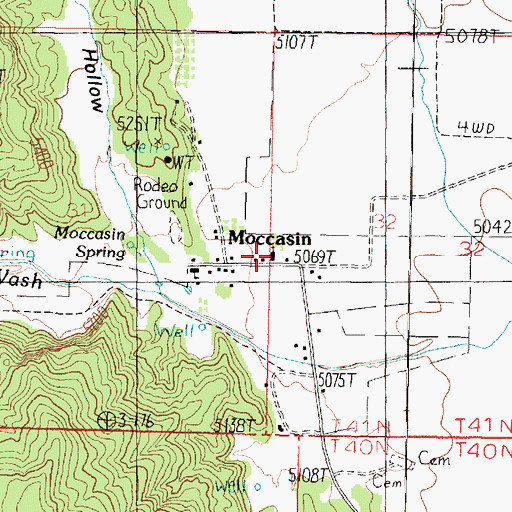 Topographic Map of Moccasin Elementary School, AZ