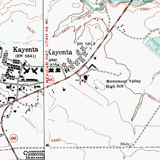 Topographic Map of Kayenta Middle School, AZ