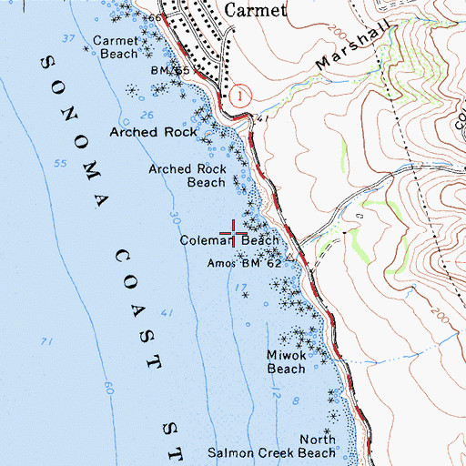 Topographic Map of Gull Rocks, CA
