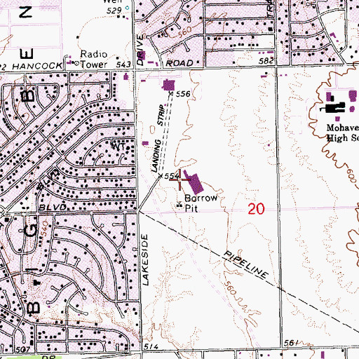 Topographic Map of Desert Valley School, AZ