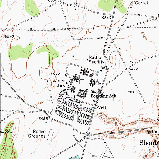 Topographic Map of Shonto Preparatory Elementary School, AZ