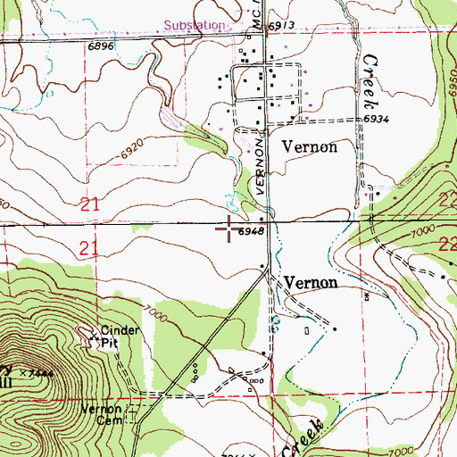 Topographic Map of Vernon Elementary School, AZ