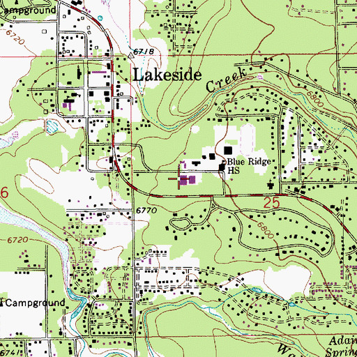 Topographic Map of Blue Ridge Middle School, AZ