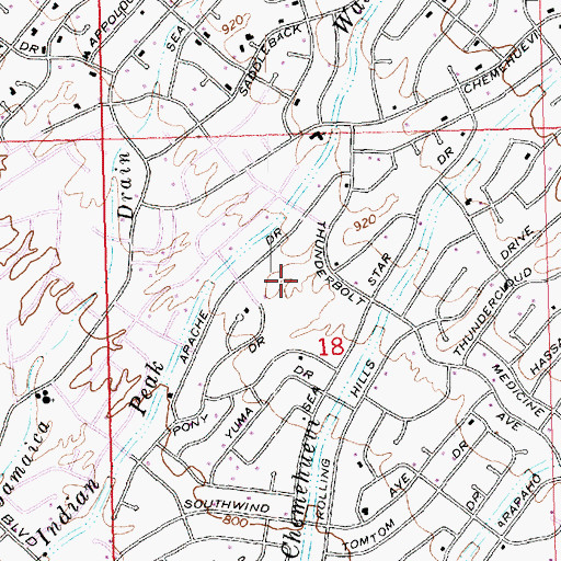 Topographic Map of Thunderbolt Middle School, AZ