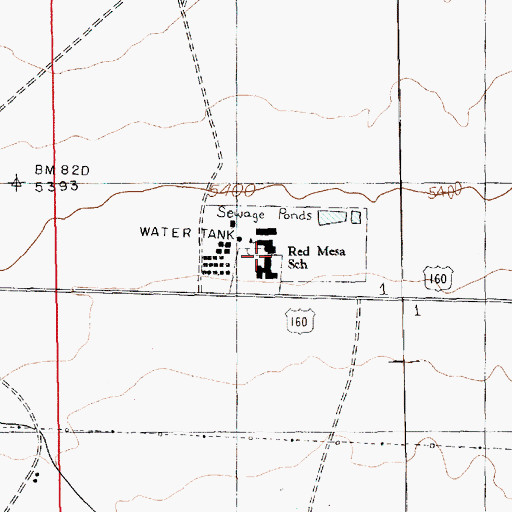 Topographic Map of Red Mesa Elementary and Junior High School, AZ