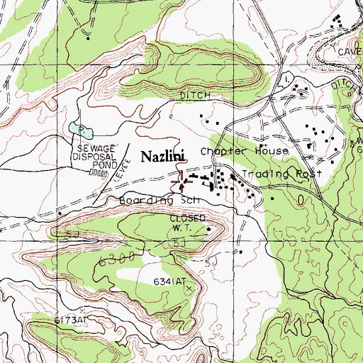 Topographic Map of Nazlini Charter School, AZ