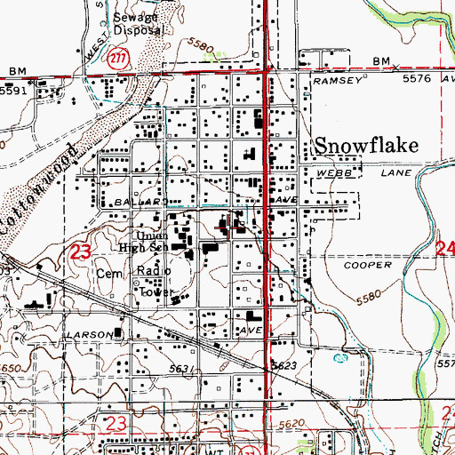 Topographic Map of Snowflake Intermediate School, AZ