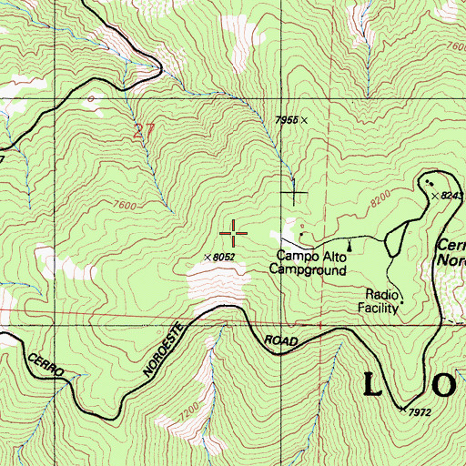 Topographic Map of Campo Alto Campground, CA