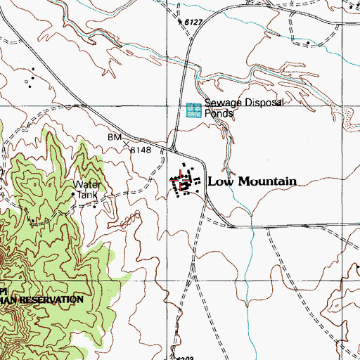 Topographic Map of Low Mountain Boarding School, AZ