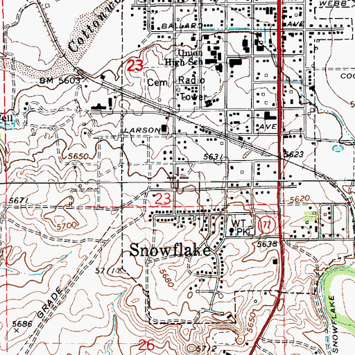 Topographic Map of Highland Primary School, AZ