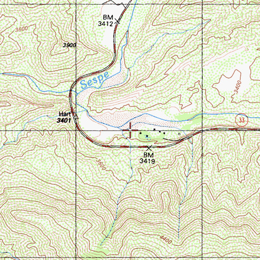 Topographic Map of Hartman Ranch, CA