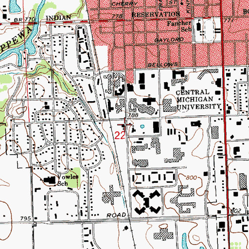 Topographic Map of Wesley Foundation Church, MI