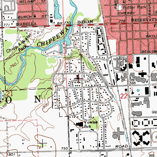 Topographic Map of First Presbyterian Church, MI