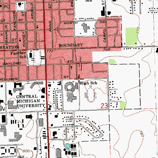 Topographic Map of Church of Christ, MI
