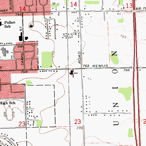Topographic Map of First Baptist Church, MI