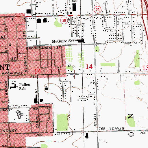Topographic Map of First Church of Christ, MI