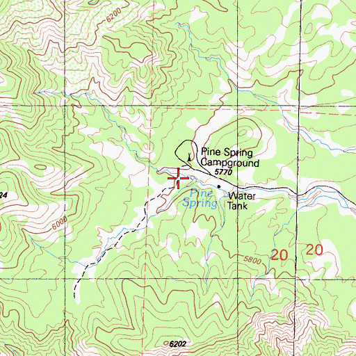 Topographic Map of Pine Spring, CA