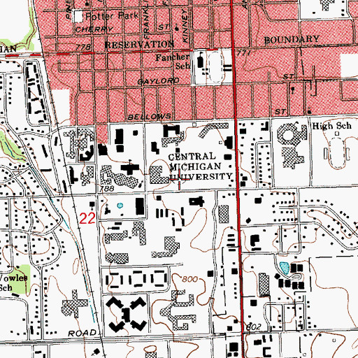 Topographic Map of Health Professions Building, MI