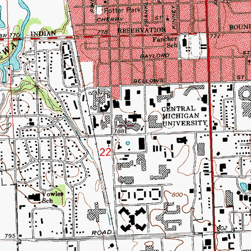 Topographic Map of Bovee University Center, MI