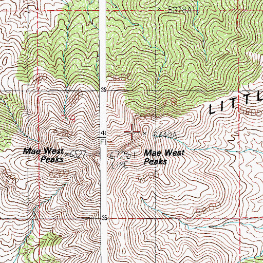 Topographic Map of Mae West Peaks, AZ
