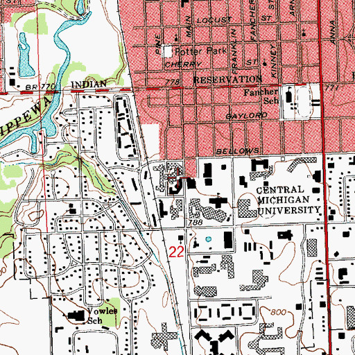 Topographic Map of Robinson Dining Commons, MI