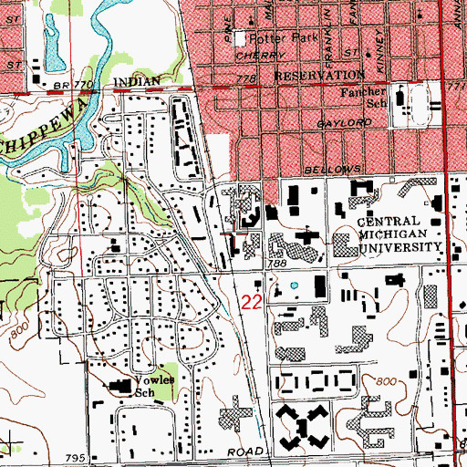Topographic Map of West Hall, MI