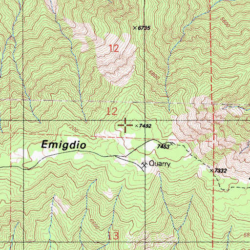 Topographic Map of San Emigdio Mountain, CA